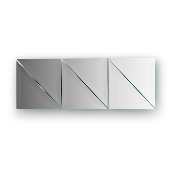 Зеркальная плитка с фацетом 15 mm - комплект 6 шт (треугольник 15х15 cm)