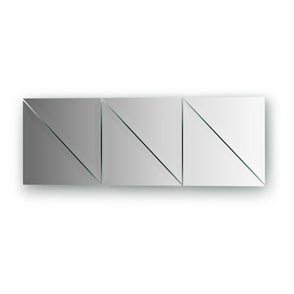 Зеркальная плитка с фацетом 15 mm - комплект 6 шт (треугольник 20х20 cm)