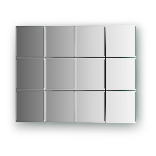 Зеркальная плитка с фацетом 5 mm - комплект 12 шт (квадрат 10х10 cm)